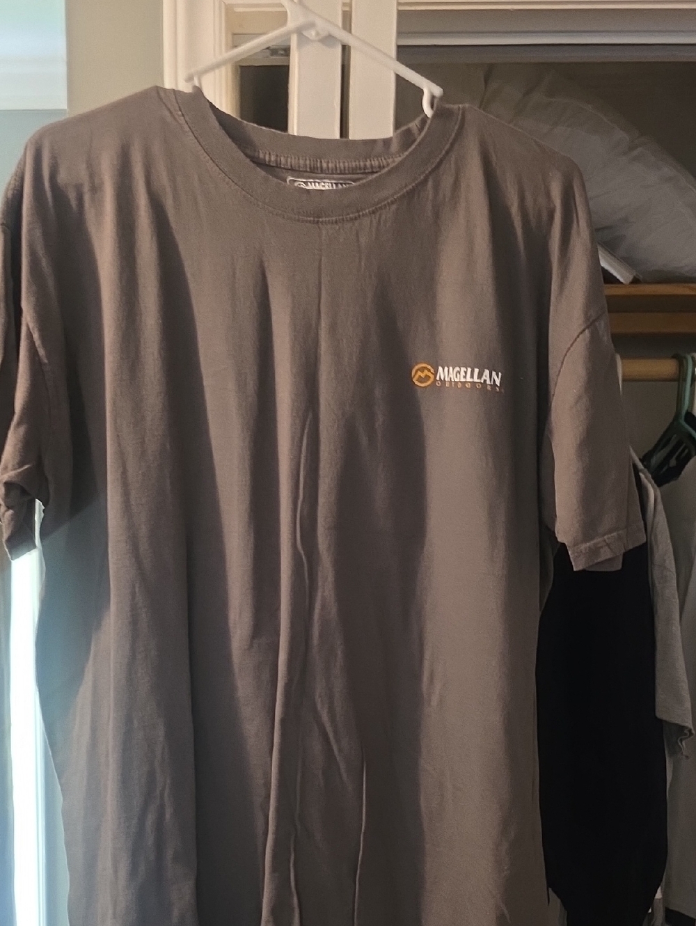 Magellan Outdoors Men's Short Sleeve Logo Tee — Charcoal with Gold Logo